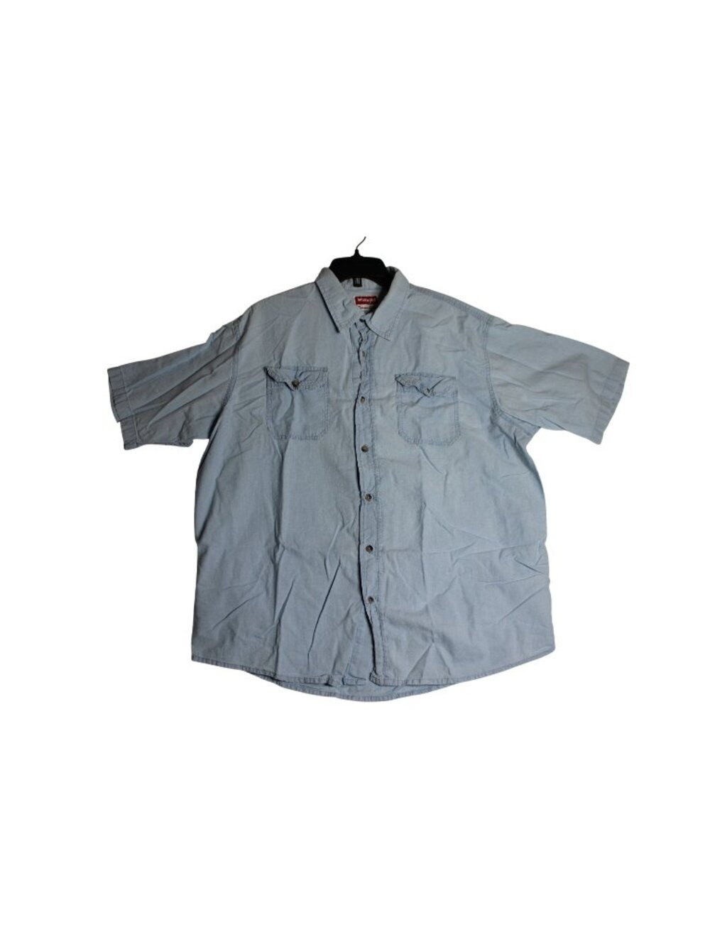 Wrangler Short Sleeve Blue Denim Button Down Western Shirt Mens XL